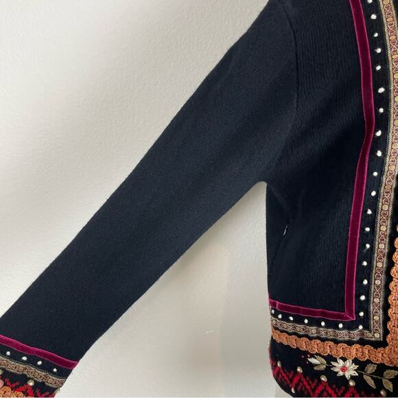 Islandic Design Black Embellished Zip Sweater Jacket Lg - Picture 3 of 8